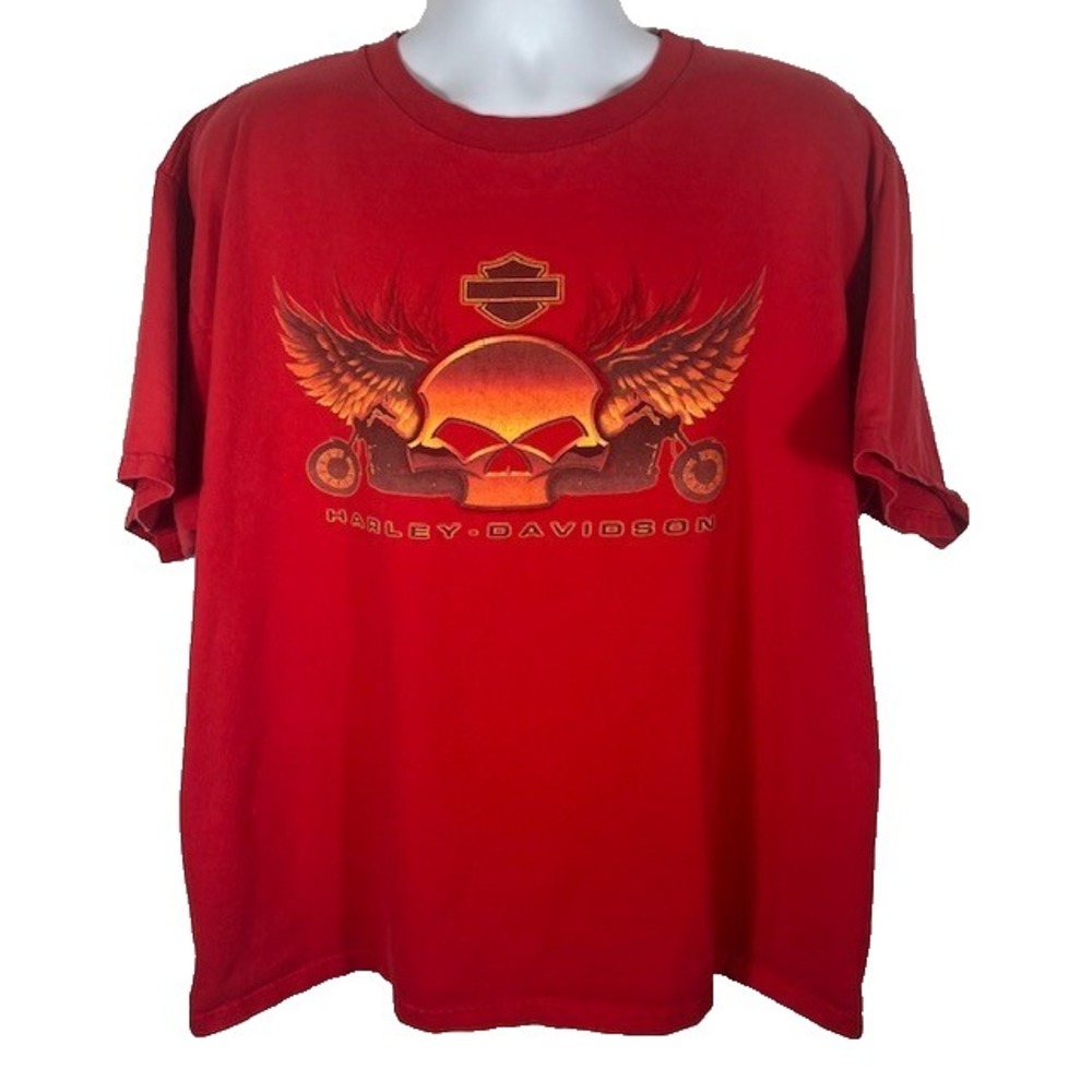 VTG Harley-Davidson Mens Sx 2XL Cartersville Georgia T-Shirt‎ Red Y2K - 1782